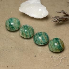 Gemme di Amazzonite Verde Pino naturale da 9.46 ct, Rotondo, Opaco