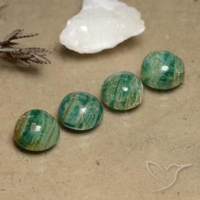 Gemme di Amazzonite Verde Pino naturale da 9.46 ct, Rotondo, Opaco