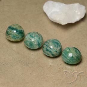 Gemme di Amazzonite Verde medio naturale da 10.04 ct, Rotondo, Opaco