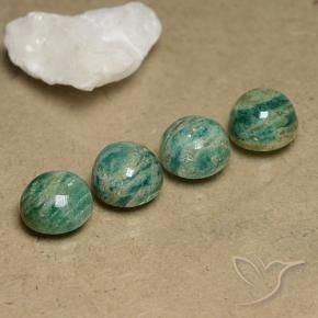 Gemme di Amazzonite Verde medio naturale da 10.04 ct, Rotondo, Opaco