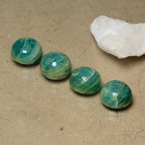 Gemme di Amazzonite Verde Pino naturale da 9.13 ct, Rotondo, Opaco