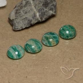 Gemme di Amazzonite Verde Pino naturale da 9.77 ct, Rotondo, Opaco