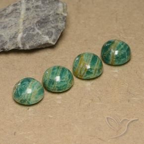 Gemme di Amazzonite Verde Pino naturale da 11.75 ct, Rotondo, Opaco