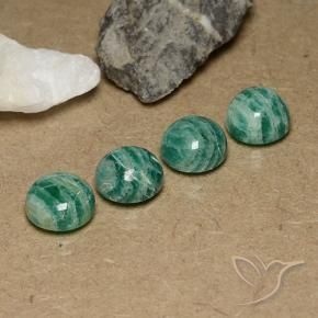 Gemme di Amazzonite Verde Pino naturale da 11.76 ct, Rotondo, Opaco