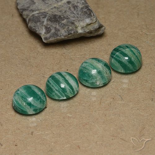 Gemme di Amazzonite Verde medio naturale da 12.56 ct, Rotondo, Opaco