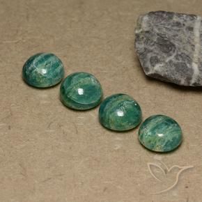 Gemme di Amazzonite Verde Pino naturale da 11.36 ct, Rotondo, Opaco