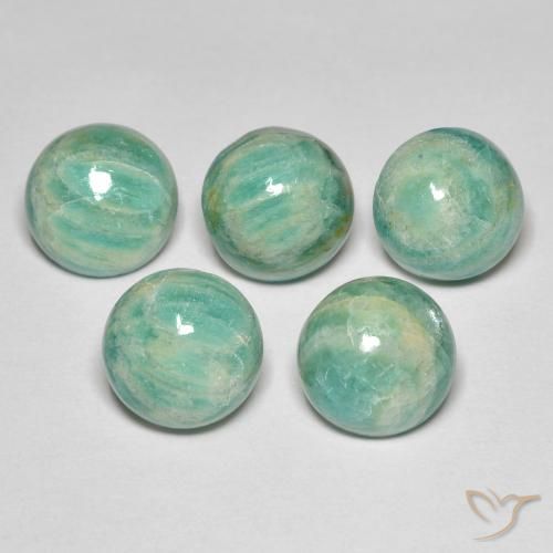 Gemme di Amazzonite Verde freddo naturale da 14.54 ct, Rotondo, Opaco