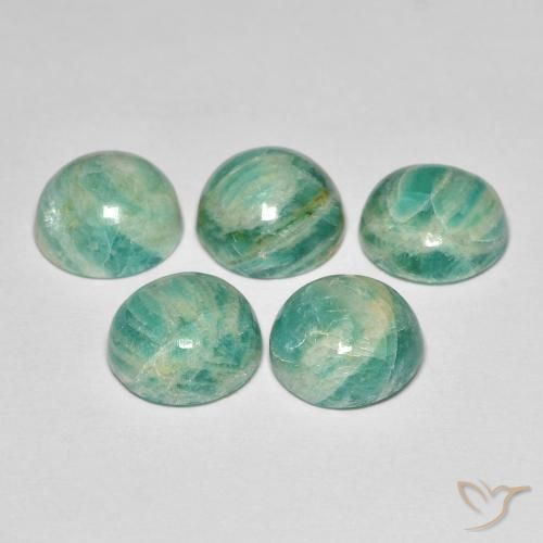 Gemme di Amazzonite Verde freddo naturale da 14.54 ct, Rotondo, Opaco