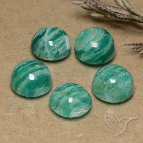 Gemme di Amazzonite Verde Pino naturale da 11.64 ct, Rotondo, Opaco