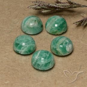 Gemme di Amazzonite Verde medio naturale da 7.15 ct, Rotondo, Opaco