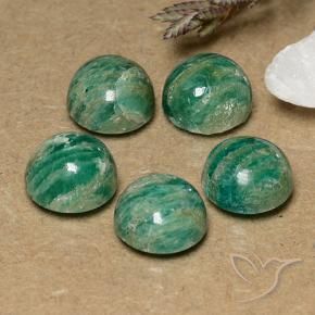 Gemme di Amazzonite Verde Pino naturale da 11.08 ct, Rotondo, Opaco