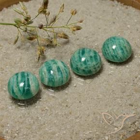 Gemme di Amazzonite Verde freddo naturale da 14.90 ct, Rotondo, Opaco
