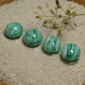 Gemme di Amazzonite Verde freddo naturale da 14.90 ct, Rotondo, Opaco