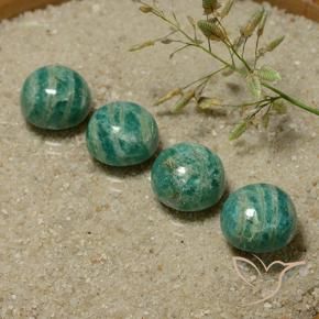 Gemme di Amazzonite Verde Pino naturale da 17.73 ct, Rotondo, Opaco