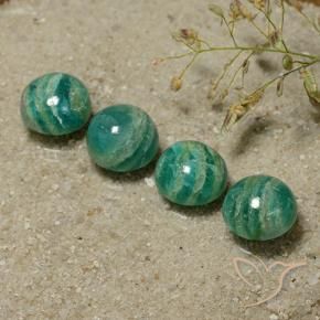 Gemme di Amazzonite Verde medio naturale da 12.60 ct, Rotondo, Opaco