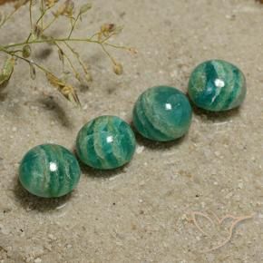 Gemme di Amazzonite Verde medio naturale da 12.60 ct, Rotondo, Opaco