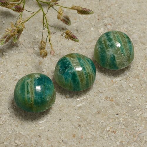10.97ctw Naturale Verde medio-scuro Amazzonite, Rotondo, Opaco