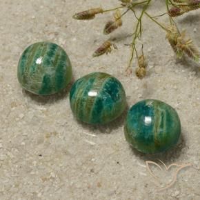 Gemme di Amazzonite Verde medio-scuro naturale da 10.97 ct, Rotondo, Opaco