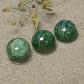 Gemme di Amazzonite Verde Pino Freddo naturale da 12.02 ct, Rotondo, Opaco