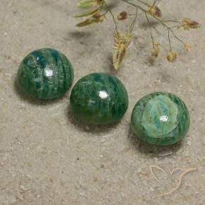 Gemme di Amazzonite Verde Pino Freddo naturale da 12.02 ct, Rotondo, Opaco