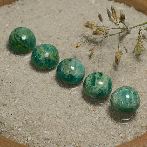 Gemme di Amazzonite Verde Pino naturale da 15.78 ct, Taglio rotondo, Opaco