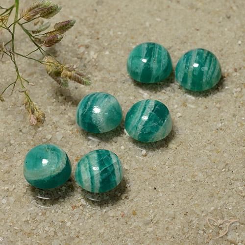 Gemme di Amazzonite Verde freddo naturale da 8.38 ct, Rotondo, Opaco