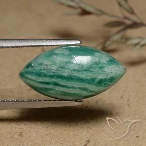 Amazzonite Verde medio-scuro naturale da 6.84 ct, Taglio marquise, Opaco