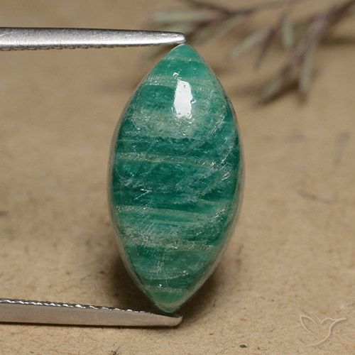 Amazzonite Verde Pino naturale da 6.89 ct, Taglio marquise, Opaco