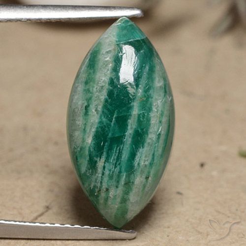 Amazzonite Verde medio-scuro naturale da 8.12 ct, Taglio marquise, Opaco