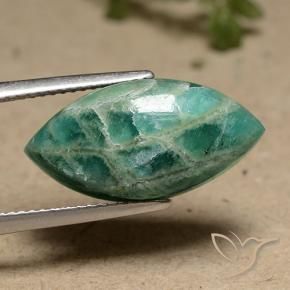Amazzonite Verde medio naturale da 9.01 ct, Taglio marquise, Opaco
