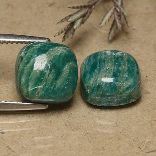 Gemme di Amazzonite Verde freddo naturale da 11.13 ct, Taglio a cuscino, Opaco