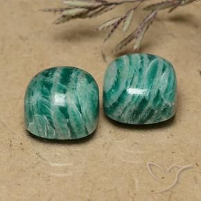 Gemme di Amazzonite Verde medio-scuro naturale da 13,16 ct, Taglio a cuscino, Opaco