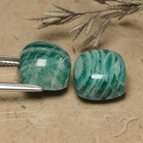Gemme di Amazzonite Verde medio-scuro naturale da 13,16 ct, Taglio a cuscino, Opaco