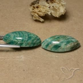 Gemme di Amazzonite Verde freddo naturale da 17.21 ct, Taglio marquise, Opaco