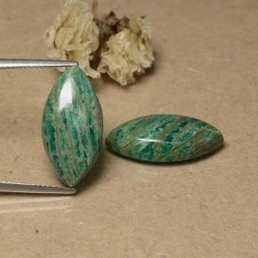 Gemme di Amazzonite Verde medio naturale da 13.98 ct, Taglio marquise, Opaco