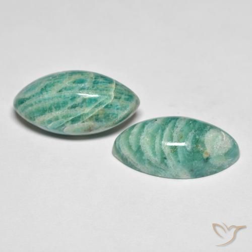 Gemme di Amazzonite Verde medio naturale da 15.86 ct, Taglio marquise, Opaco