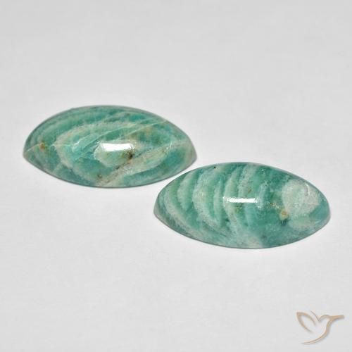 Gemme di Amazzonite Verde medio naturale da 15.86 ct, Taglio marquise, Opaco