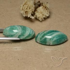 Gemme di Amazzonite Verde freddo naturale da 18.43 ct, Taglio marquise, Opaco