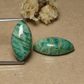 Gemme di Amazzonite Verde Pino Freddo naturale da 15.67 ct, Taglio marquise, Opaco