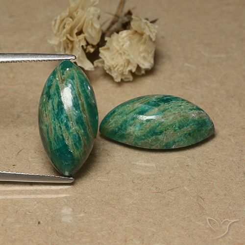 17.92ctw Naturale Verde medio-scuro Amazzonite, Taglio marquise, Opaco
