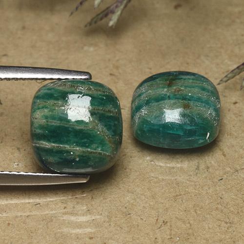 Gemme di Amazzonite Verde medio-scuro naturale da 9.08 ct, Taglio a cuscino, Opaco