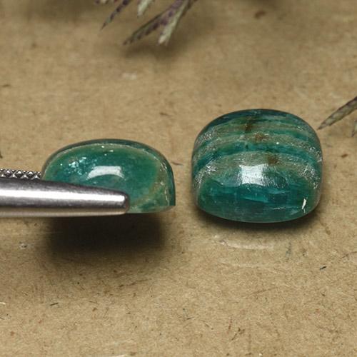 Gemme di Amazzonite Verde medio-scuro naturale da 9.08 ct, Taglio a cuscino, Opaco