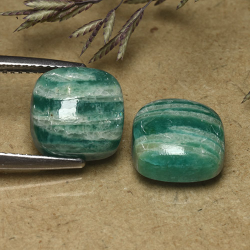 Gemme di Amazzonite Verde medio naturale da 9.66 ct, Taglio a cuscino, Opaco
