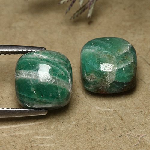 12.11ctw Naturale Verde medio Amazzonite, Cuscino, Opaco