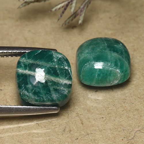 Gemme di Amazzonite Verde medio-scuro naturale da 10.69 ct, Cuscino, Opaco