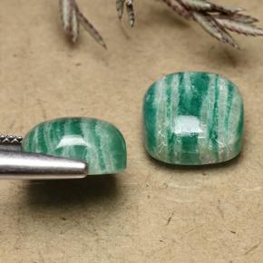Gemme di amazzonite blu-verde naturale da 9,65 ct, taglio a cuscino, opaco