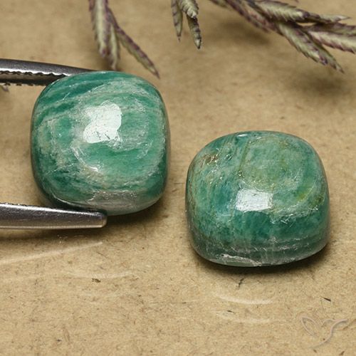 Gemme di Amazzonite Verde medio naturale da 11.34 ct, Cuscino, Opaco