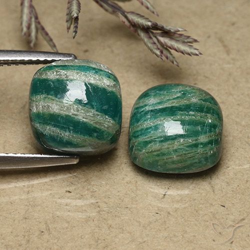 Gemme di Amazzonite Verde Pino naturale da 11.18 ct, Cuscino, Opaco