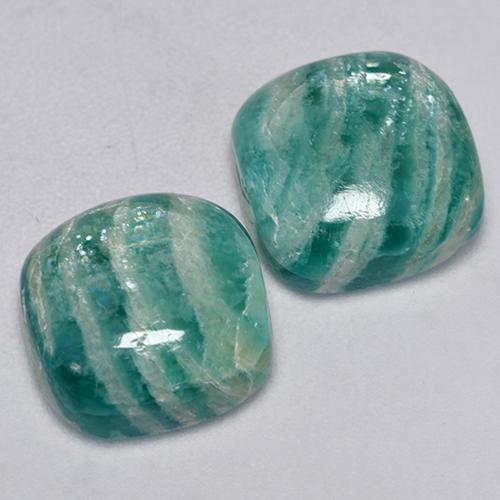 Gemme di Amazzonite Verde medio naturale da 8.72 ct, Taglio a cuscino, Opaco
