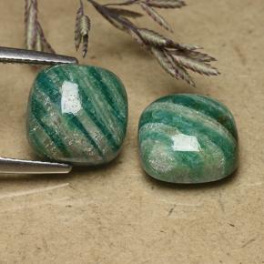 Gemme di Amazzonite Verde freddo naturale da 9.30 ct, Taglio a cuscino, Opaco